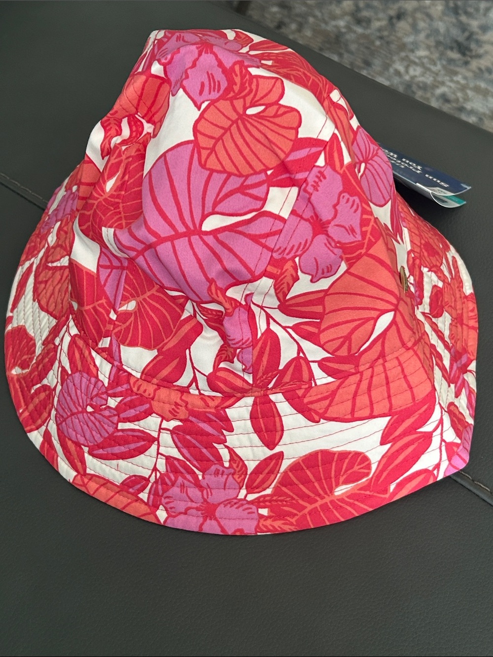 Coolibar SPF 50+ Bright Pink & White Floral UPF Bucket Hat L/XL